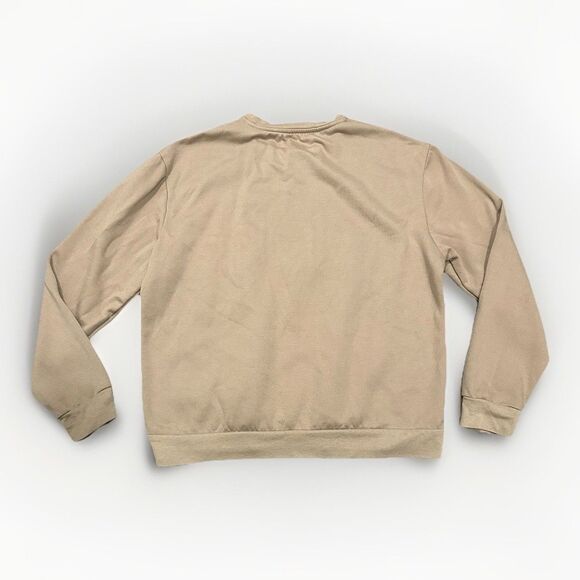 Buc-ees Sweatshirt Womens Tan Brown Leopard Fleece Beaver Pullover Crewneck L - Picture 2 of 4